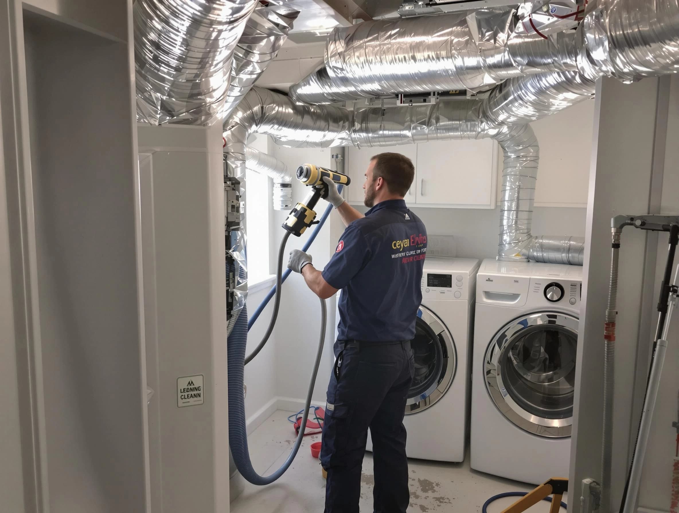 East Providence Dryer Vent Cleaning specialist using advanced equipment for thorough duct cleaning in East Providence