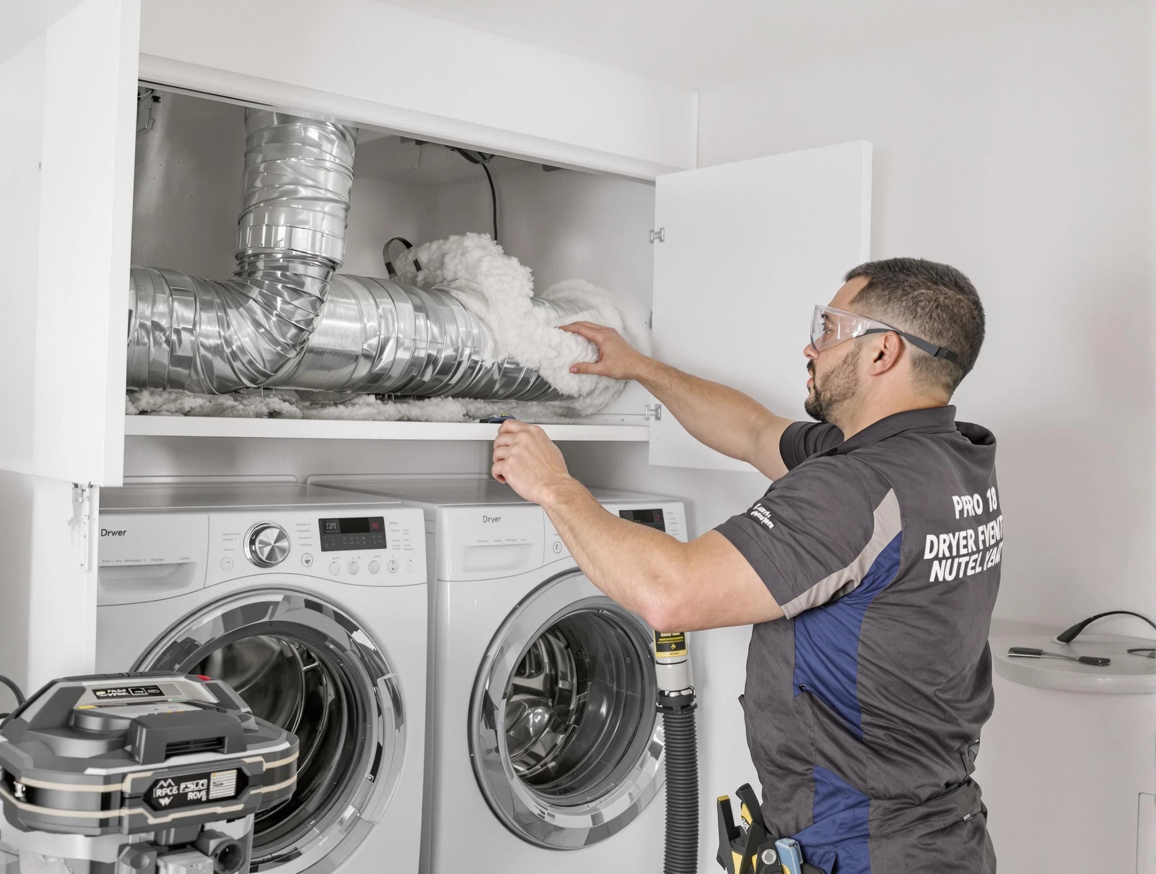 East Providence Dryer Vent Cleaning certified technician performing specialized gas dryer vent cleaning in East Providence